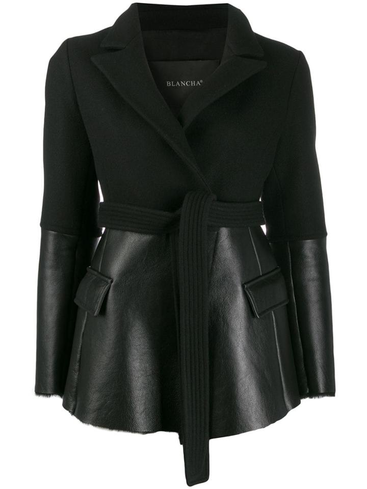 Blancha Contrast Belted Jacket - Black
