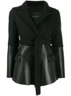Blancha Contrast Belted Jacket - Black