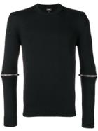 Les Hommes Zipped Sleeves Sweater - Black