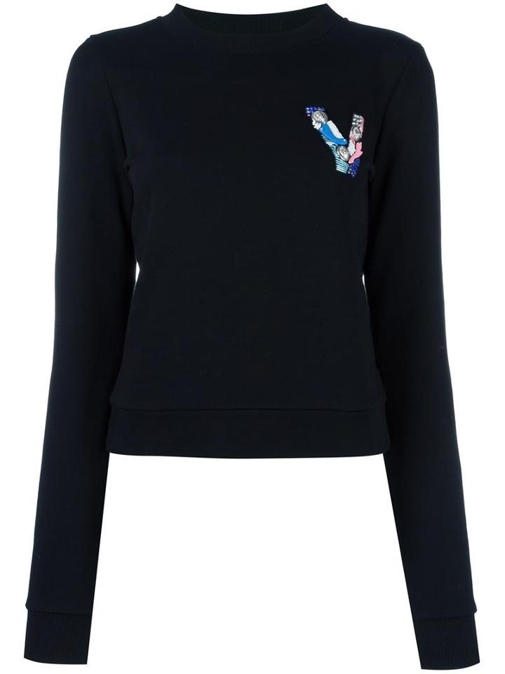 Versus 'v' Embellished Sweatshirt, Women's, Size: Xs, Black, Cotton