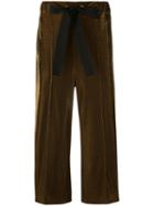 Fendi - Metallic Cropped Trousers - Women - Silk/polyester/viscose - 42, Brown, Silk/polyester/viscose