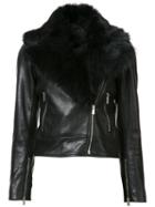 Rebecca Vallance The Wolfe Biker Jacket, Women's, Size: 10, Black, Leather/sheep Skin/shearling