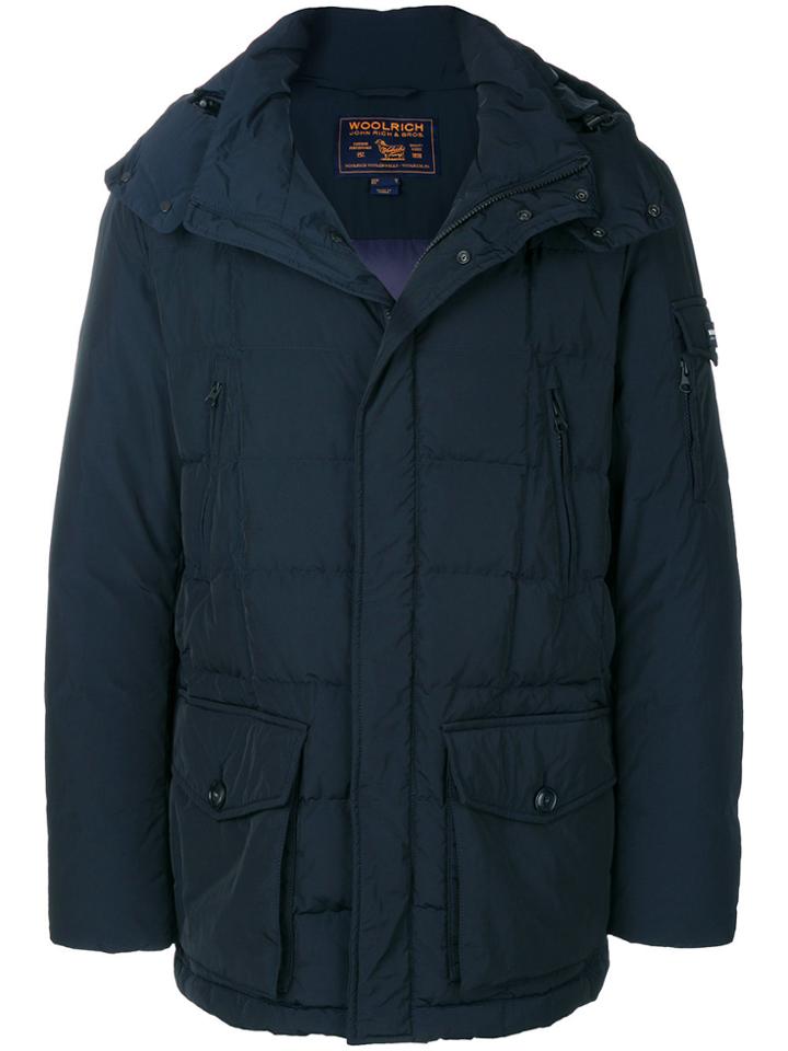Woolrich Padded Hooded Coat - Blue