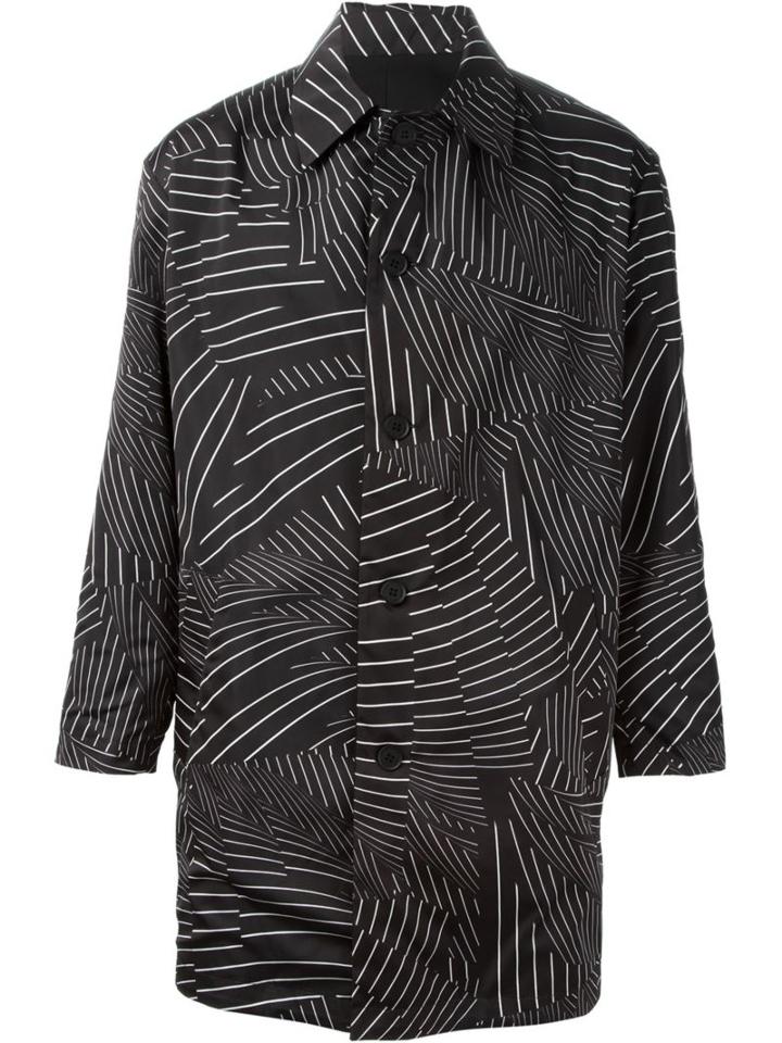 Christopher Kane Pages Print Reversible Mac, Men's, Size: 48, Black, Cotton/polyester