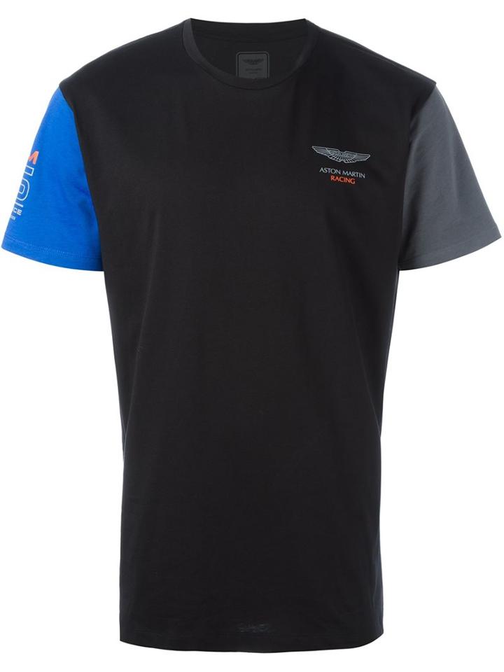 Hackett Contrast Sleeve T-shirt, Men's, Size: Large, Black, Cotton