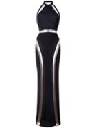 Balmain Sheer Panel Evening Gown, Women's, Size: 36, Black, Viscose/polyamide
