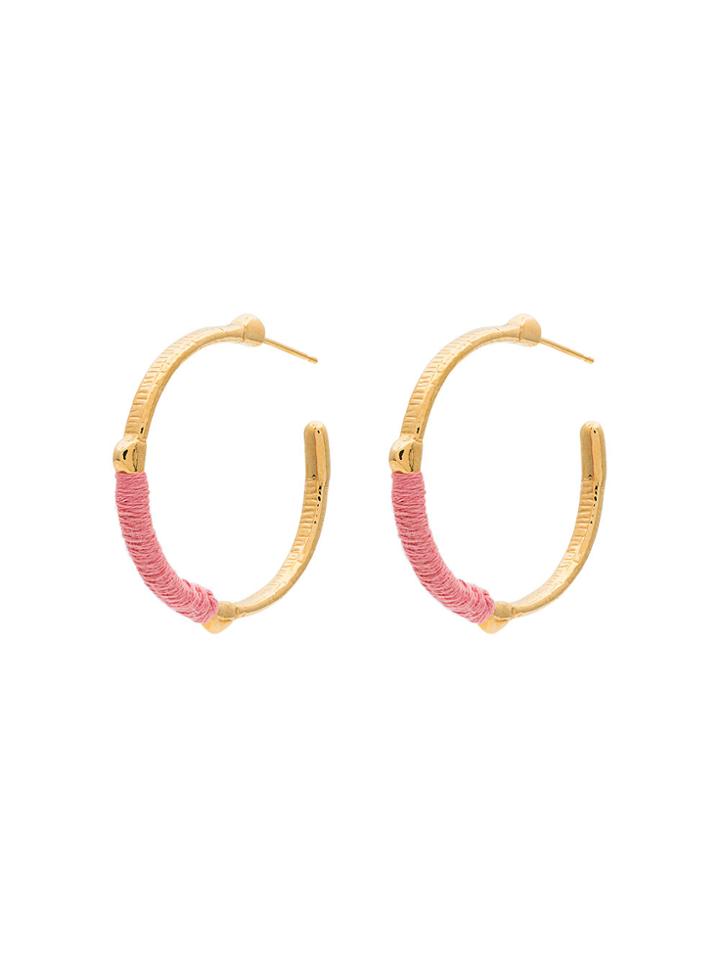 Marte Frisnes Gold Metallic And Pink Dido Sterling Silver Hoop