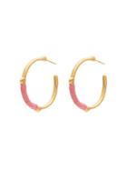 Marte Frisnes Gold Metallic And Pink Dido Sterling Silver Hoop