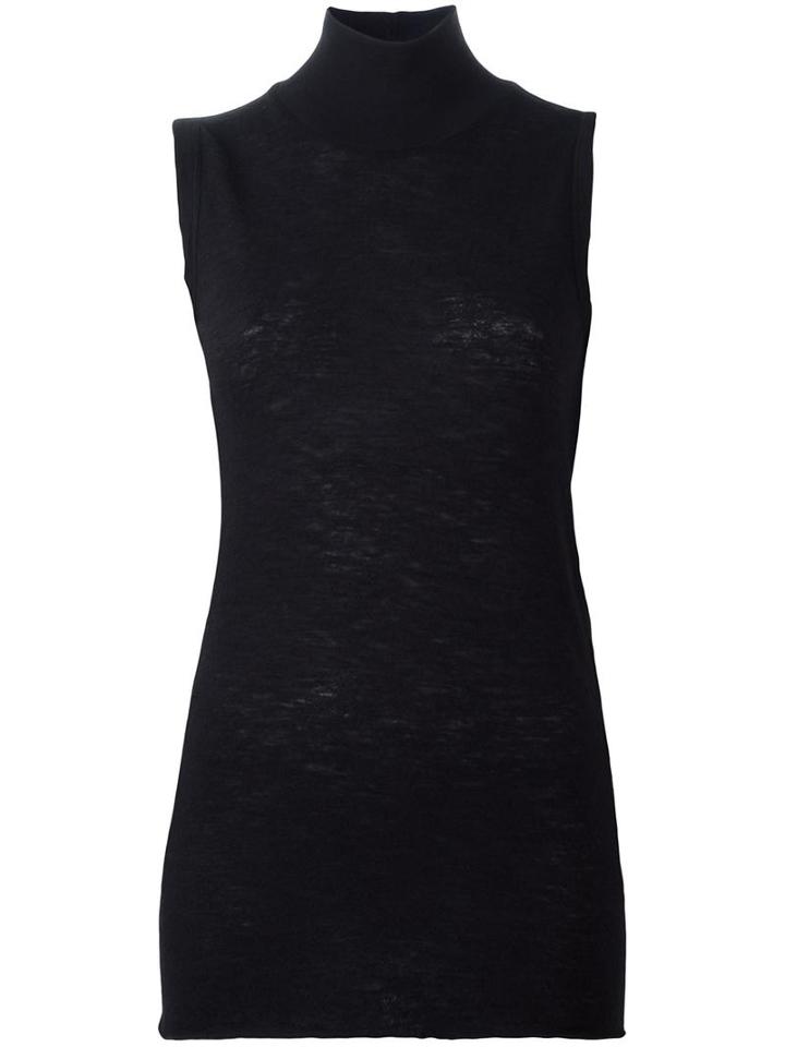 Rick Owens Lilies Roll Neck Tank Top, Women's, Size: 46, Black, Cashmere/silk