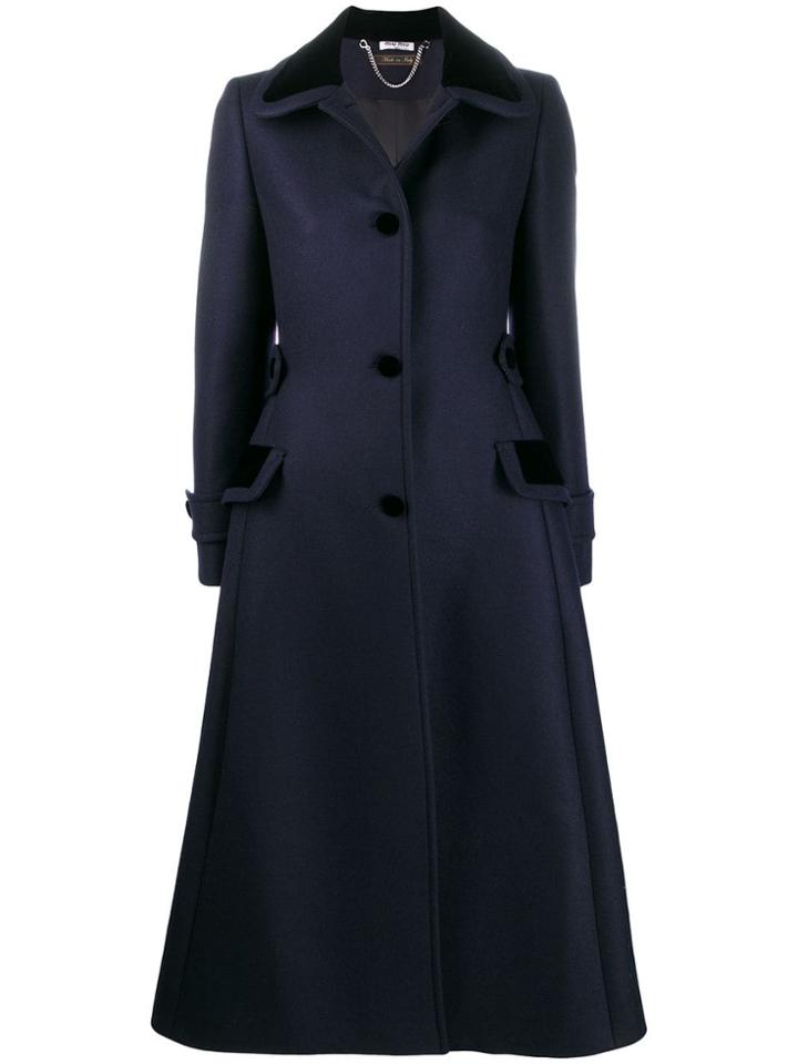 Miu Miu Single Breasted Tailored Coat - Blue