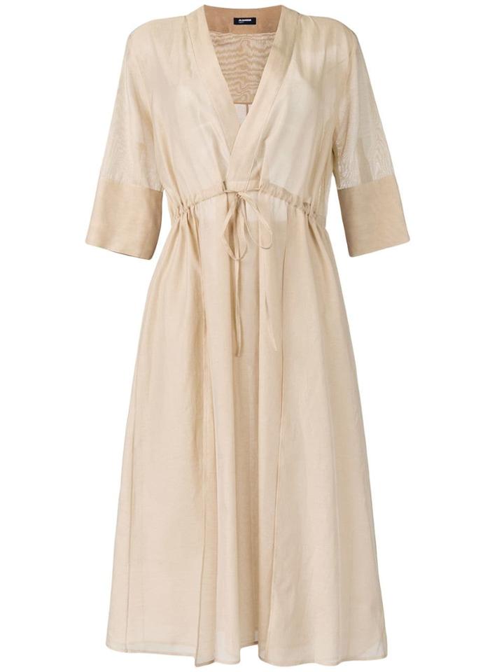 Jil Sander Navy Tie Waist Dress - Neutrals