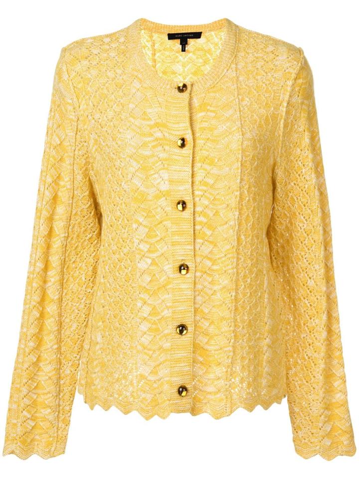 Marc Jacobs Long Sleeve Scalloped Cardigan - Yellow