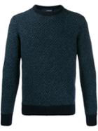 Lardini Herringbone Knit Sweater - Blue