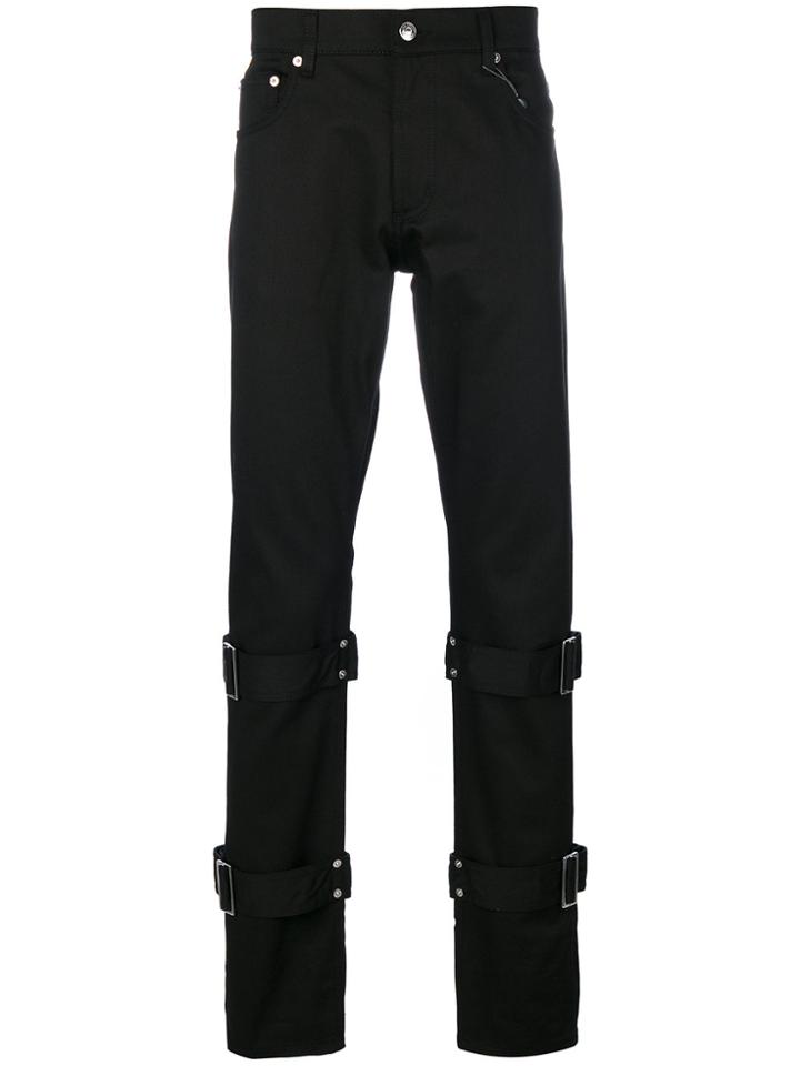 Alexander Mcqueen Buckle Strap Trousers - Black