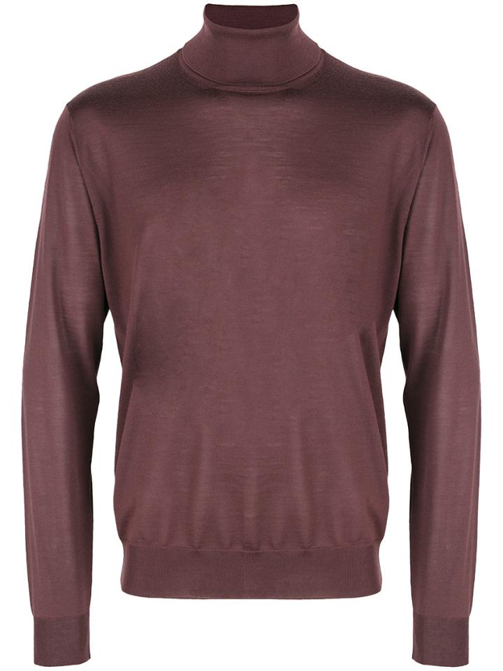 Corneliani Turtle-neck Fitted Sweater - Brown