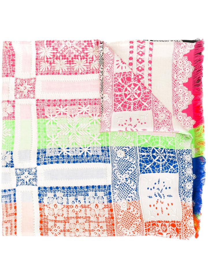 Pierre-louis Mascia - Lace Detail Scarf - Women - Silk - One Size, Women's, Yellow/orange, Silk