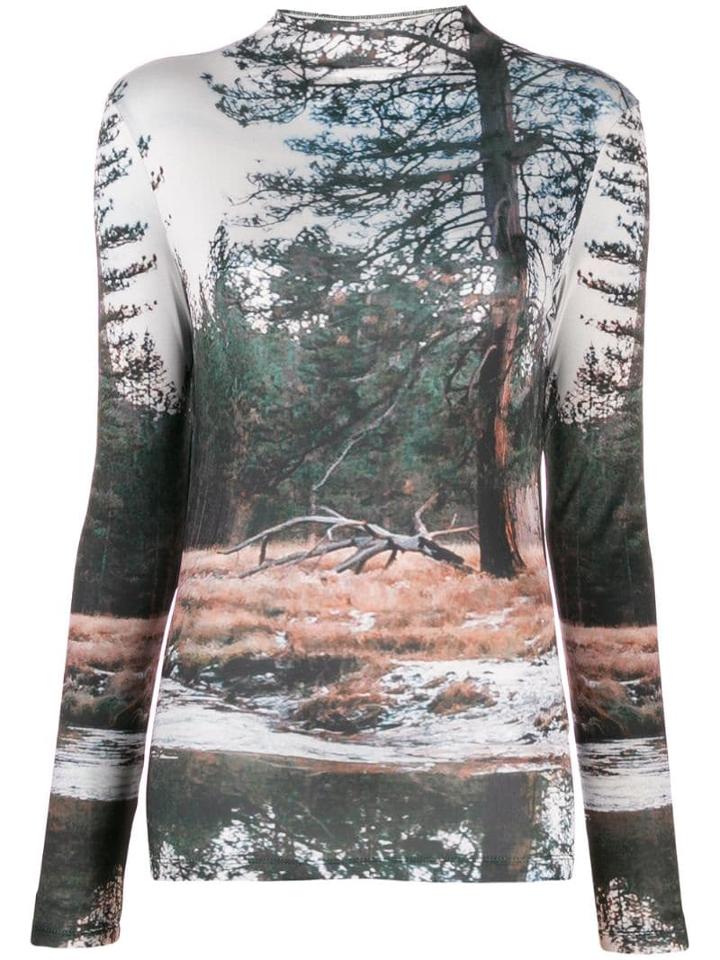 House Of Sunny Woodland Print Top - Green