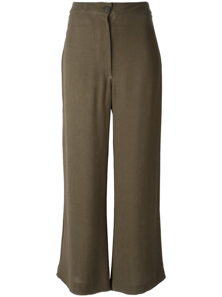 Kristensen Du Nord Wide-legged Cropped Trousers, Women's, Size: 3, Green, Viscose/cotton