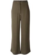 Kristensen Du Nord Wide-legged Cropped Trousers, Women's, Size: 3, Green, Viscose/cotton