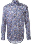 Etro Floral Print Shirt, Men's, Size: M, Blue, Cotton