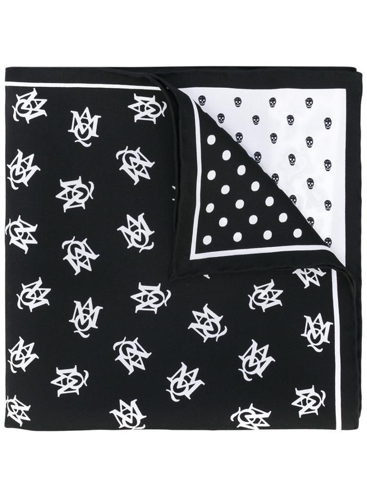 Alexander Mcqueen - Printed Pocket Square - Men - Silk - One Size, Black, Silk