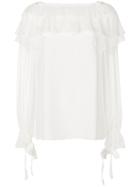 Alberta Ferretti Lace Ruffle Blouse - White