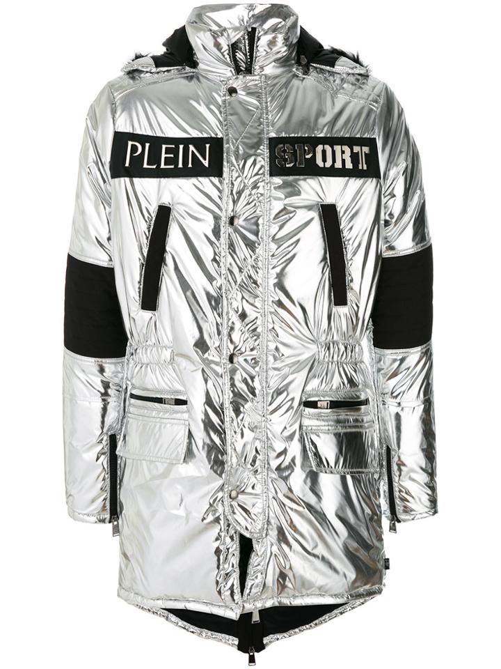 Plein Sport Detachable Fur Hood Coat - Metallic