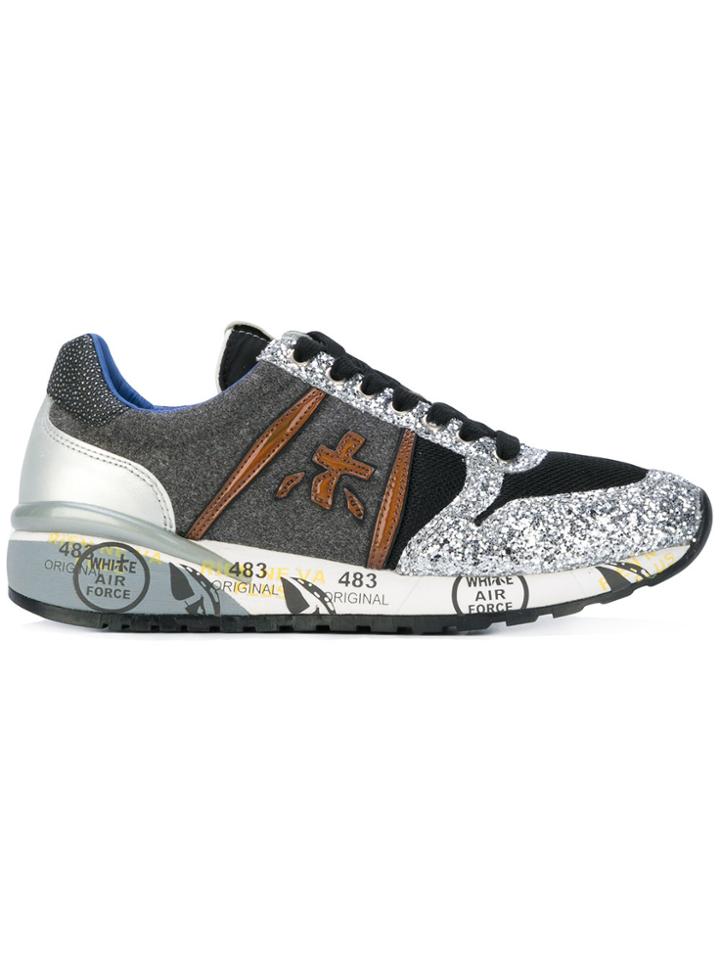 Premiata Glitter Lace-up Sneakers - Grey