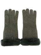 N.peal Cashmere Gloves, Women's, Green, Rabbit Fur/cashmere