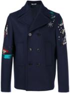 Valentino - Tattoo Embroidered Peacoat - Men - Cotton/polyester/cupro/wool - 50, Blue, Cotton/polyester/cupro/wool