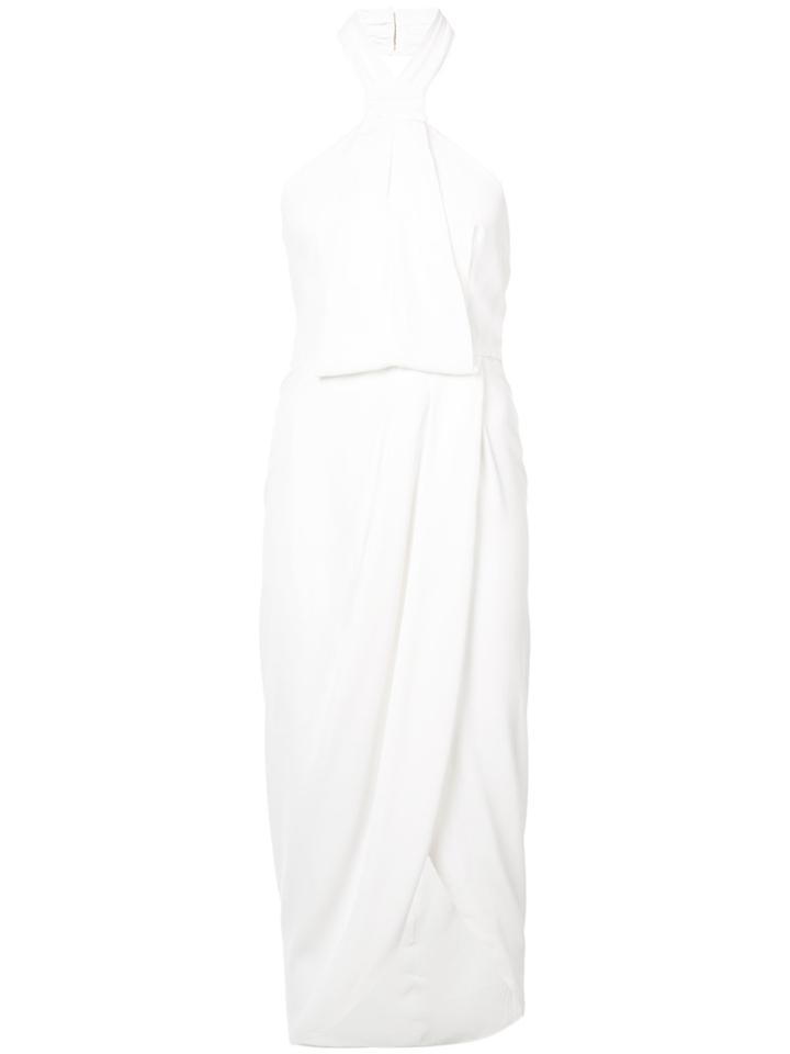 Shona Joy Halterneck Draped Detail Dress - White