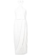 Shona Joy Halterneck Draped Detail Dress - White