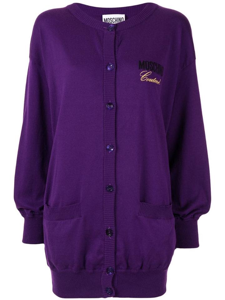 Moschino Embroidered Logo Cardigan - Purple