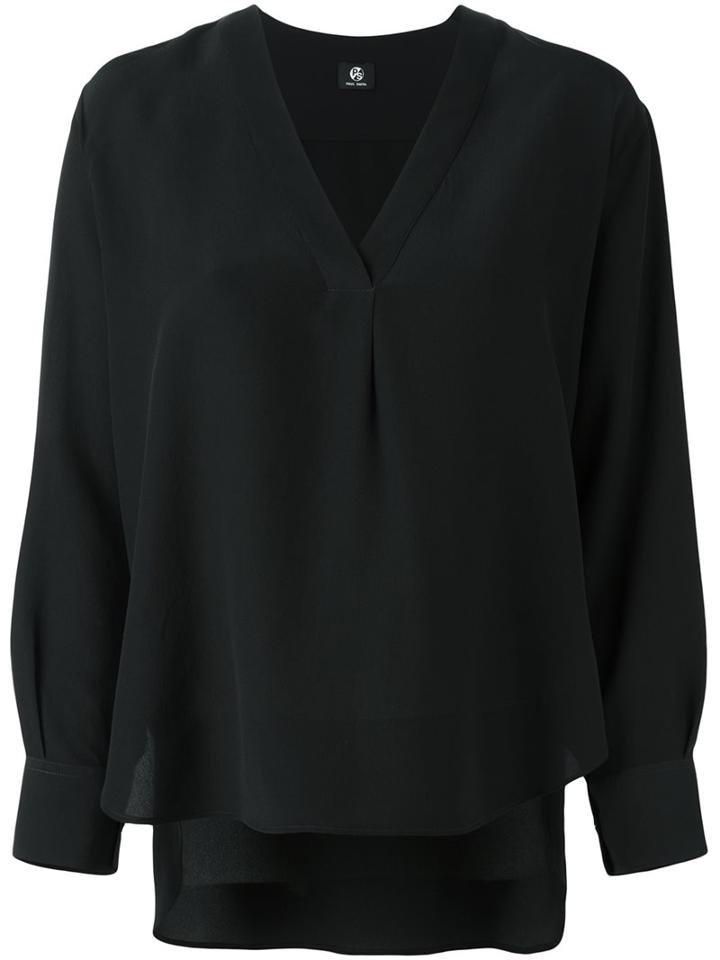 Ps By Paul Smith V-neck Blouse, Women's, Size: 40, Black, Silk