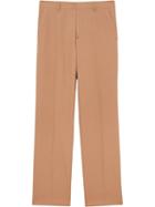 Burberry Stripe Detail Wool Tailored Trousers - Brown