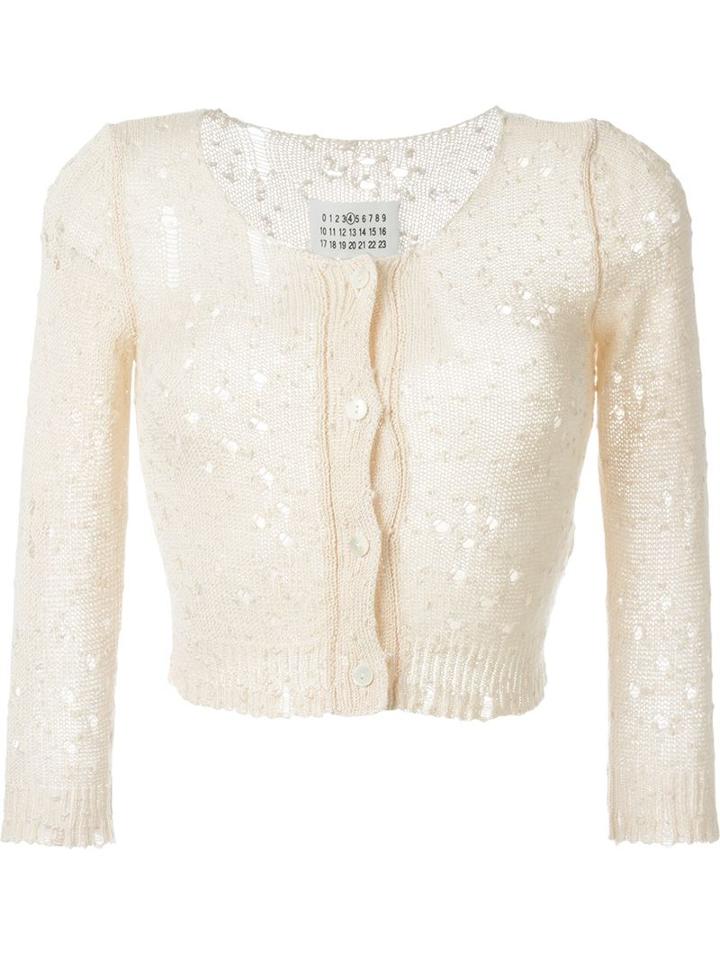 Maison Margiela Cropped Cardigan, Women's, Size: L, Nude/neutrals, Silk