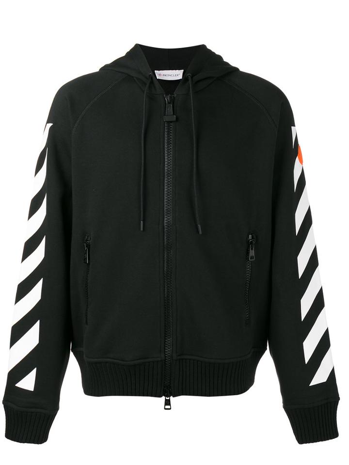 Moncler X Off-white - Stripe Zip-up Hoodie - Men - Cotton - Xl, Black, Cotton