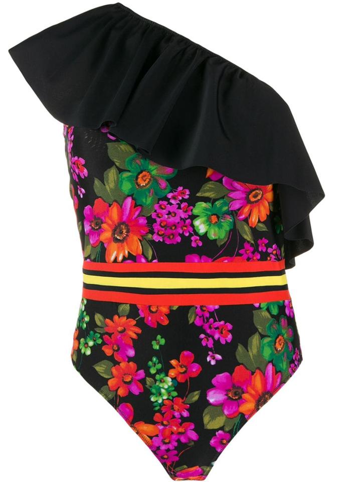Amen Floral Print Swimsuit - Black