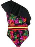 Amen Floral Print Swimsuit - Black