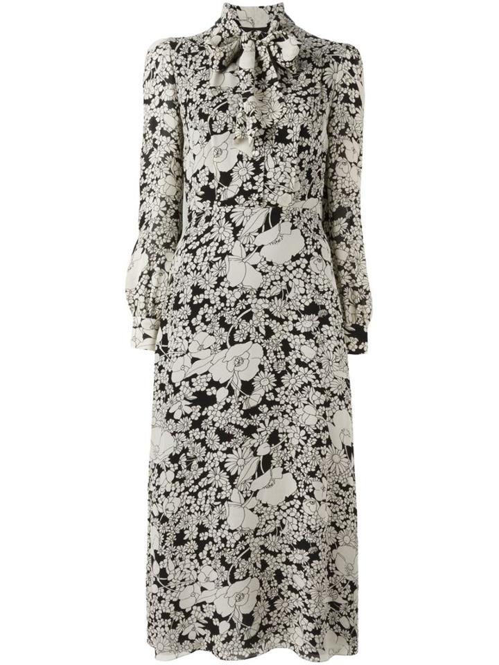 Saint Laurent Floral Print Dress, Women's, Size: 36, Black, Viscose/silk
