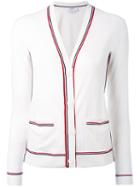 Thom Browne - Striped V-neck Cardigan - Women - Wool - 40, White, Wool