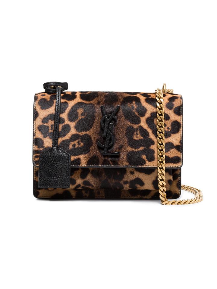 Saint Laurent Brown Sunset Monogram Ponyskin Mini Bag