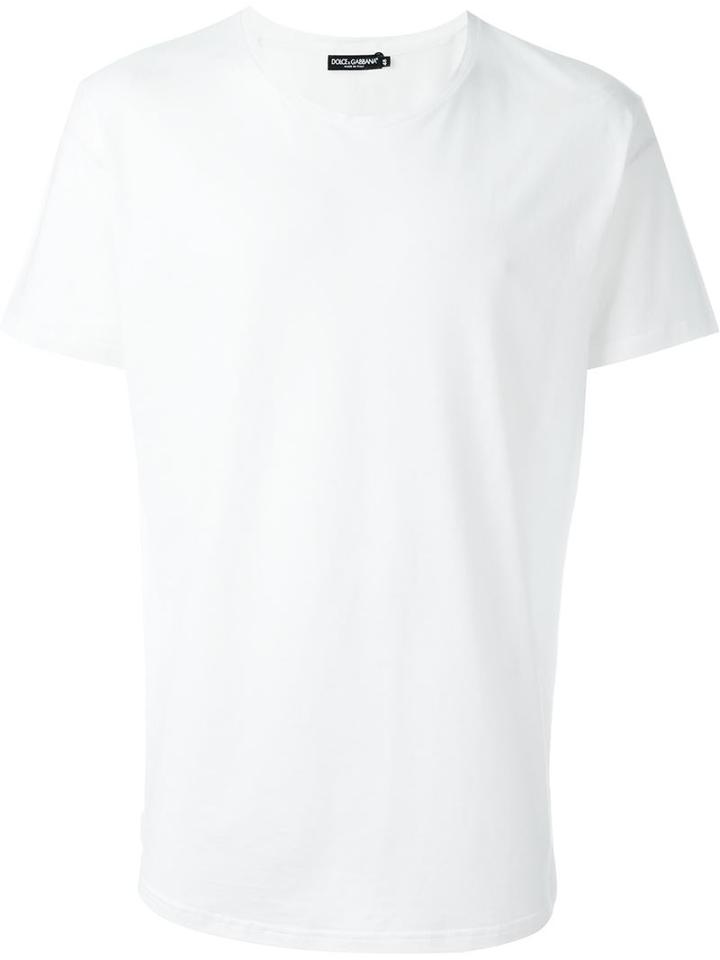 Dolce & Gabbana Round Neck T-shirt, Men's, Size: 50, White, Cotton