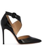 Gianvito Rossi Black Patent Asymmetric Strap 110 Heels