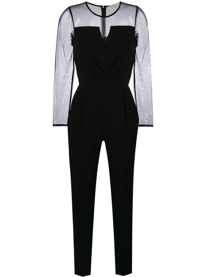 Michael Michael Kors Mesh Sleeve Jumpsuit - Black