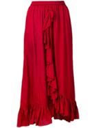 Mes Demoiselles Draped Ruffle Skirt - Red