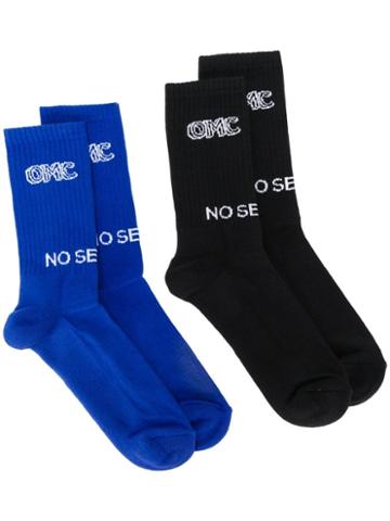 Omc Logo Embroidered Socks - Black