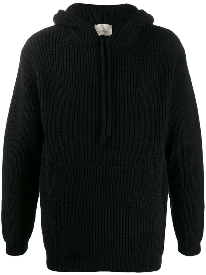Laneus Relaxed-fit Chunky Knit Hoodie - Black