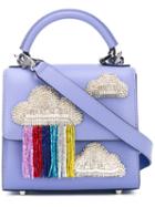 Les Petits Joueurs - Clouds Appliqué Glittery Tote - Women - Leather/pvc - One Size, Pink/purple, Leather/pvc