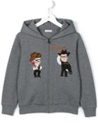Dolce & Gabbana Kids Designers Patch Zip Hoodie, Boy's, Size: 10 Yrs, Grey